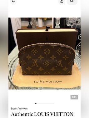 Authentic LOUIS VUITTON Monogram Pochette Cosmetic PM M47515 pouch  #260…